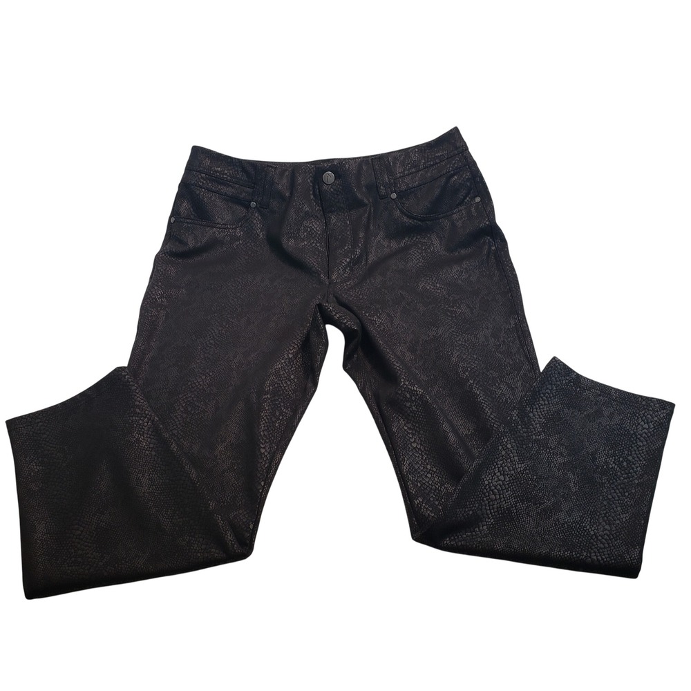 Simply‎ Vera Vera Wang Skinny Pants Womens XXL Black Snakeskin Embossed Stretch
